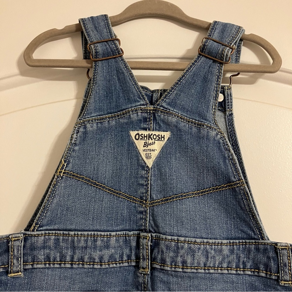 OshKosh denim overalls adjustable straps metal hardware vestbak Girls 4T - Picture 8 of 10